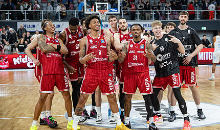 Die Baskets-Spieler hatten in der Saison 2025/2026 allen Grund zur Freude. Die Baskets-Spieler hatten in der Saison 2025/2026 allen Grund zur Freude.