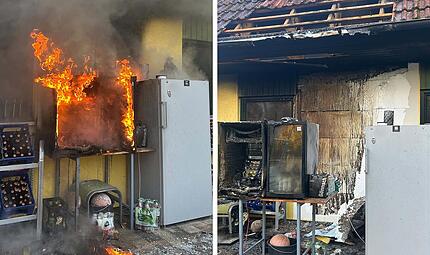 Wachenroth: Kühlschrank brennt – Flammen greifen auf Fassade und Dach über Wachenroth: Kühlschrank brennt – Flammen greifen auf Fassade und Dach über
