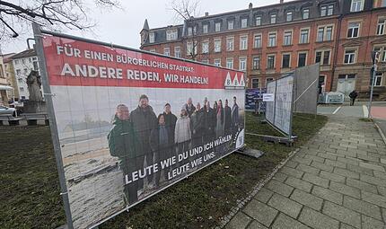 Wahlplakate Marienplatz in Bamberg Wahlplakate Marienplatz in Bamberg
