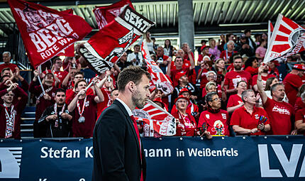 08.05.2026 33.Spieltag Easy Credit BBL Saison 2025/26 Hauptrunde SYNTAINICS MBC und Bamberg Baskets Foto: Andreas Bez Anton Gavel beim Auswärtsspiel der Bamberg Baskets in Weißenfels im Mai dieses Jahres. Nach seinem Abgang aus Bamberg kommt es am Sonntag in München zum Wiedersehen.