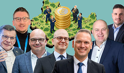 Wie viel verdienen (von links) Armin Warmuth, Jan Marberg, Michael Kastl, Dirk Vogel, Mario Götz, Daniel Wehner und Lorenz Beck? Wie viel verdienen (von links) Armin Warmuth, Jan Marberg, Michael Kastl, Dirk Vogel, Mario Götz, Daniel Wehner und Lorenz Beck?