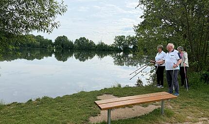 Baiersdorfer Weiher An dieser Stelle befand sich der beliebte Sandstrand am Baiersdorfer Weiher. Die Senioren einer Baiersdorfer Walkinggruppe vermissen den sanften Einstieg schmerzlich.