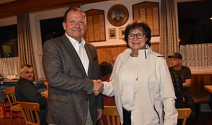 Armin Datz Er ist der neue BfH-Bürgermeisterkandidat: Armin Datz (links) und Gisela Schulze-Bauer (BfH), Bürgermeisterin Hiltpoltsteins, schütteln sich die Hände.