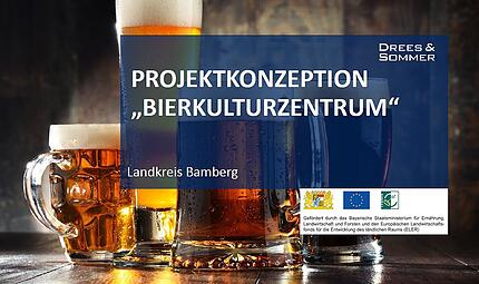 Titelblatt für die 78-seitige Konzeption für das Internationale Bierkulturzentrum im Landkreis Bamberg. Titelblatt für die 78-seitige Konzeption für das Internationale Bierkulturzentrum im Landkreis Bamberg.