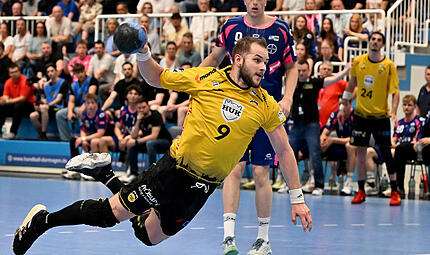 TSV Bayer Dormagen vs. HSC 2000 Coburg - 2. Handball Bundesliga 2025/26 - 33. Spieltag HSC-Kreisläufer Bartek Bis erzielte sechs Treffer beim Coburger Auswärtssieg in Dormagen.