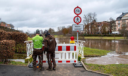 Die Saale in Bad Kissingen am 12. Februar 2026Hochwasser in Bad Kissingen 2026 Die Saale in Bad Kissingen am 12. Februar 2026