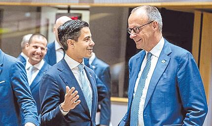 Lehnen Haushaltspläne ab: Kanzler Friedrich Merz mit dem niederländischen Regierungschef Rob Jetten. Lehnen Haushaltspläne ab: Kanzler Friedrich Merz mit dem niederländischen Regierungschef Rob Jetten.