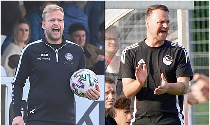 Jakob Engelmann und der SC Sylvia Ebersdorf (links) empfangen am kommenden Mittwoch zum Landesliga-Auftakt den FC Coburg um Calle Schiebel. Jakob Engelmann und der SC Sylvia Ebersdorf (links) empfangen am kommenden Mittwoch zum Landesliga-Auftakt den FC Coburg um Calle Schiebel.