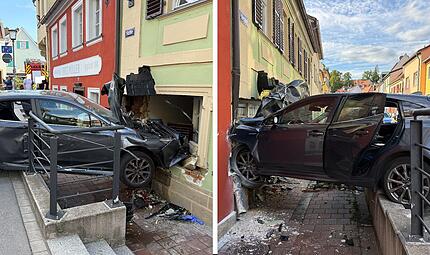 Auto durchbohrt Hauswand und bleibt stecken: Unfall in Bamberger Altstadt Auto durchbohrt Hauswand und bleibt stecken: Unfall in Bamberger Altstadt