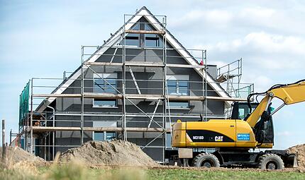 Baustelle eines Einfamilienhauses Baustelle eines Einfamilienhauses