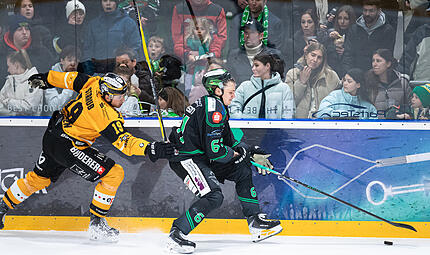 Pre-Play-offs: Wie Höchstadt den EV Füssen bezwingen konnte Samuel Eriksson (rechts) entschied Spiel 2 mit individueller Klasse. Beim letzten Schritt gegen Julian Straubs Füssener nahm Höchstadts Schwede eine andere, nicht minder wichtige Rolle ein.